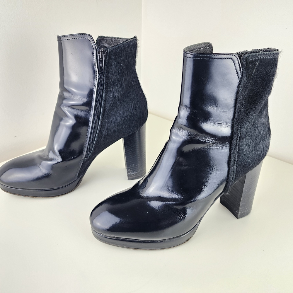 Napoleoni Black Chunky Heeled Ankle Boots Women Size 39